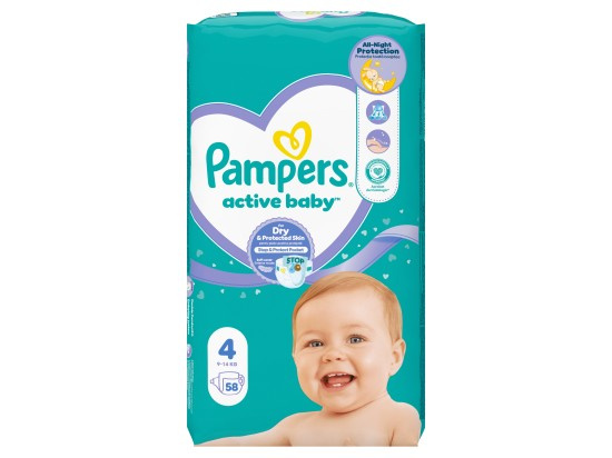 Pampers Active Baby Size 4 jednorázové pleny 9-14 kg 58 ks