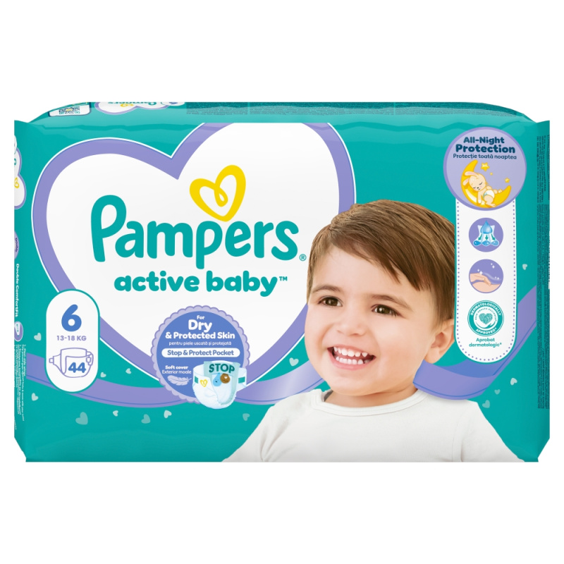 Pampers Active Baby Size 6 jednorázové pleny 13-18 kg 44 ks