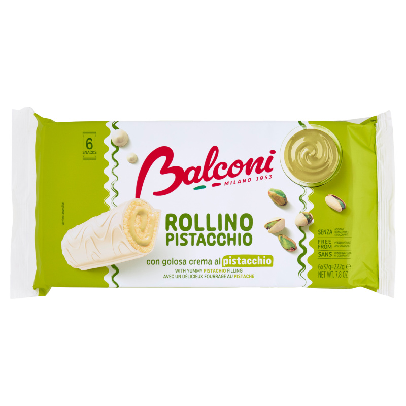 Balconi roláda s pistáciovou náplní (Rollino Pistacchio 6x37g) 222g