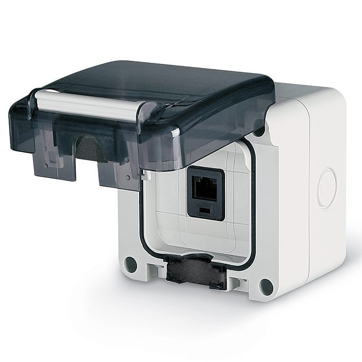 Zásuvka datová nástěnná Scame Protecta CAT6 1× RJ45 šedá, průhledná