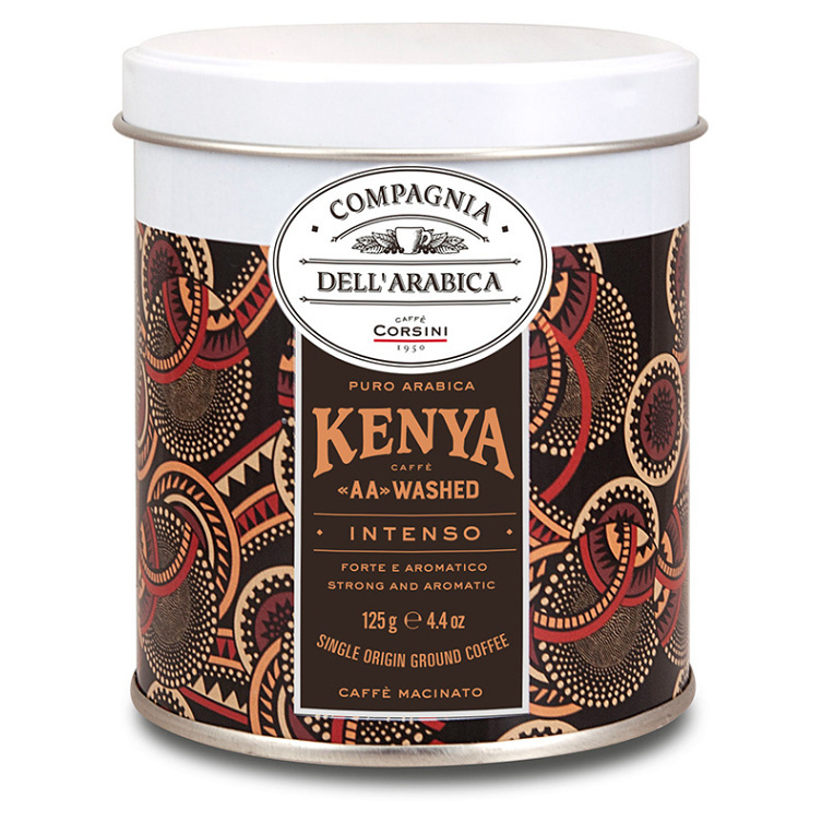 CORSINI Kenya intenso mletá káva plech 125 g