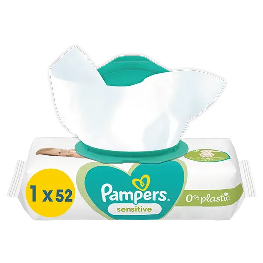 Pampers Sensitive dětské jemné vlhčené ubrousky pro citlivou pokožku 52 ks