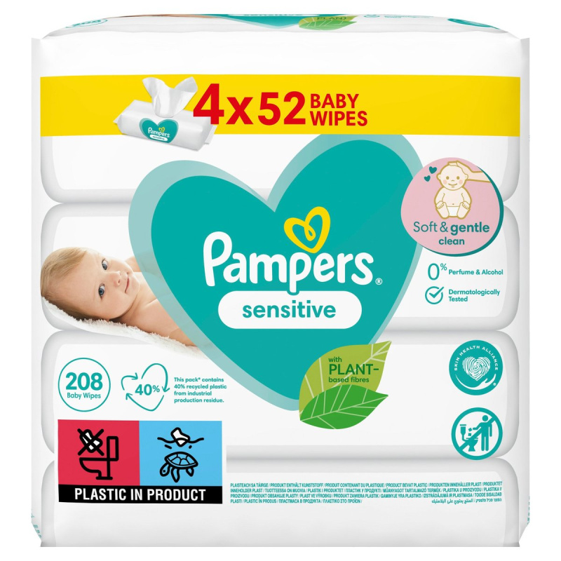 Pampers Sensitive vlhčené ubrousky 4×52 ks