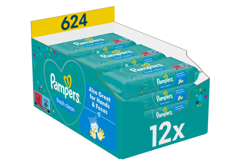 Pampers Fresh Clean vlhčené čisticí ubrousky pro děti pro citlivou pokožku 12x52 ks