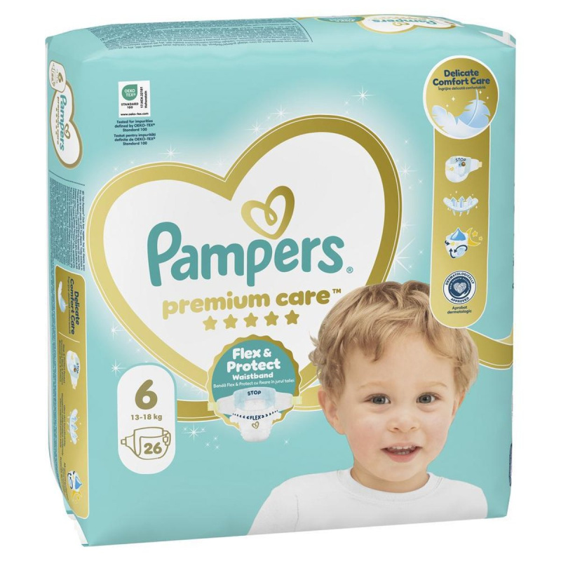 Pampers Premium Care Size 6 jednorázové pleny 13-18 kg 26 ks