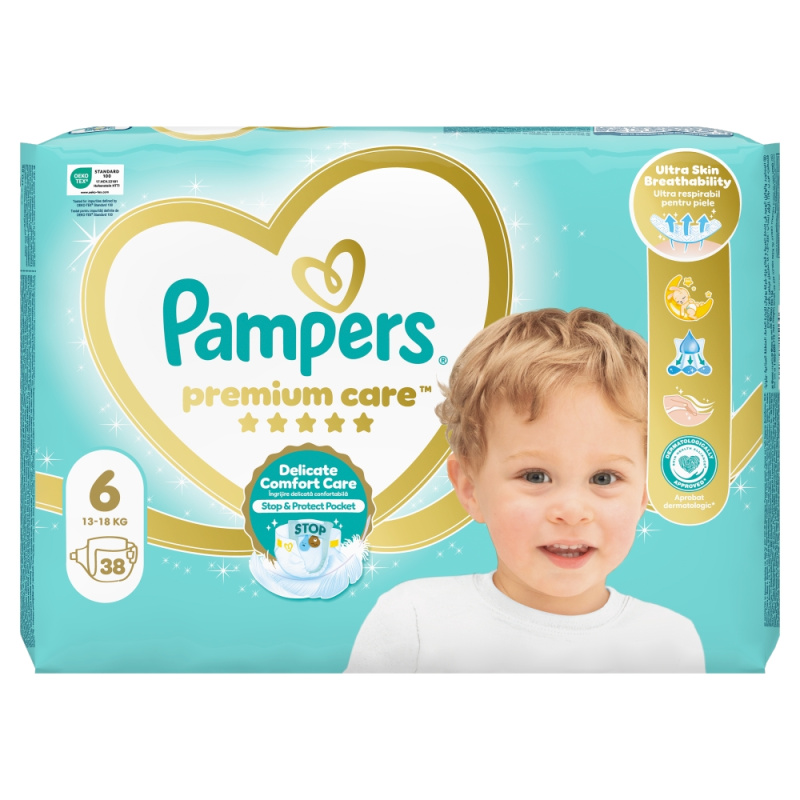 Pampers Premium Care Size 6 jednorázové pleny 13-18 kg 38 ks