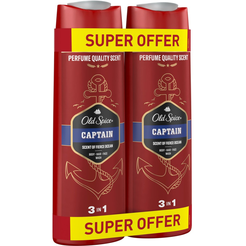 Old Spice Captain sprchový gel a šampon (2×400 ml)