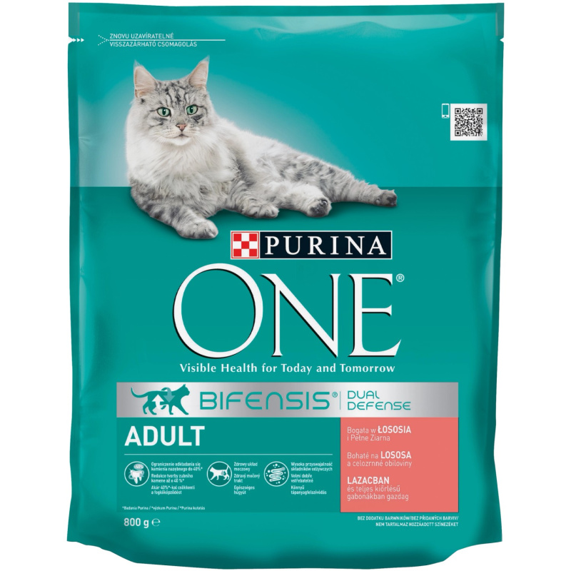 Purina One Granule pro kočky Adult bohaté na lososa a celozrnné obiloviny 800 g
