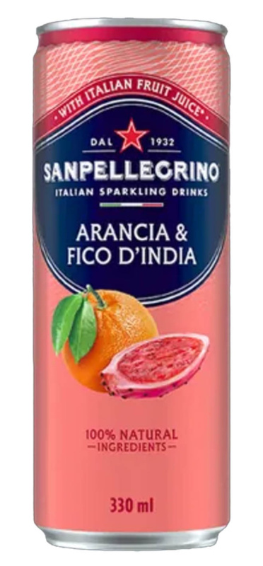 Limonáda San Pellegrino -  Arancia & Fico D'India, pomeranč, opuncie, plech, 24x 330 ml