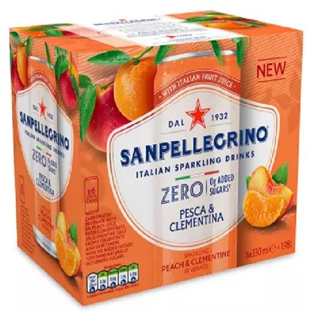SAN PELLEGRINO Zero pesca clementina 6 x 330 ml