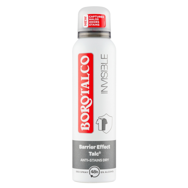 Borotalco Invisible deodorant ve spreji proti bílým a žlutým skvrnám 150 ml