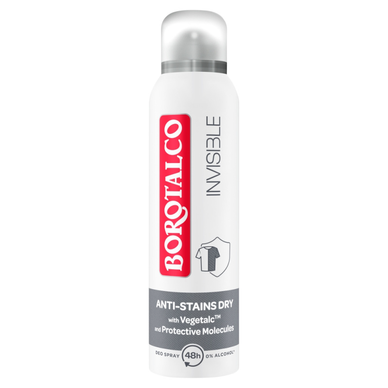 Borotalco Invisible deodorant ve spreji proti bílým a žlutým skvrnám 150 ml