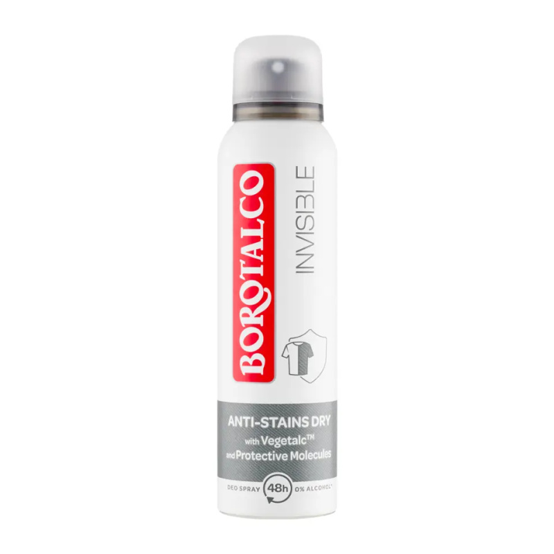 Borotalco Invisible deodorant ve spreji proti bílým a žlutým skvrnám 150 ml