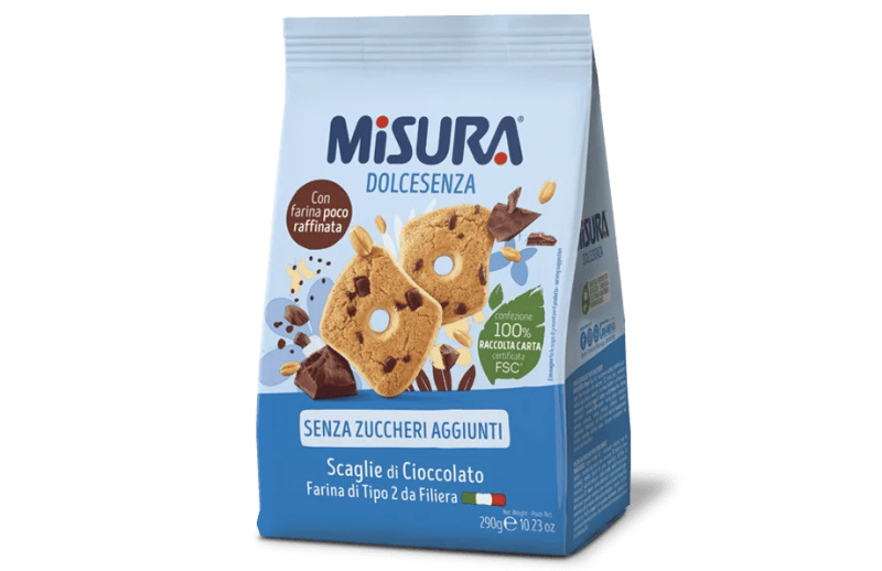 Misura Sušenky s čokoládou BEZ CUKRU (Frollini con Scaglie di Cioccolato) 290g