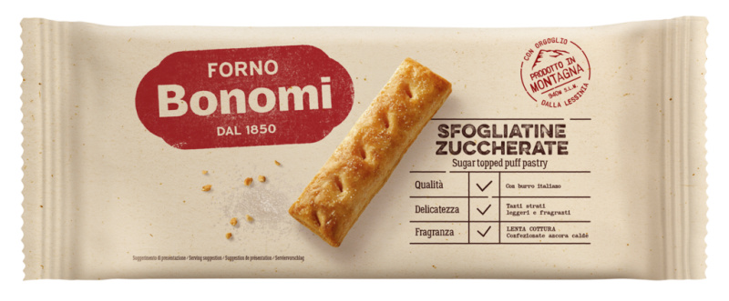 Bonomi Sfogliatine zuccherate - sladké tyčinky z listového těsta s cukrovou polevou 135g