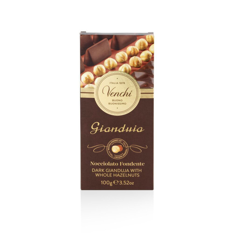 Venchi hořká čokoláda Gianduja s celými lískovými oříšky 100g