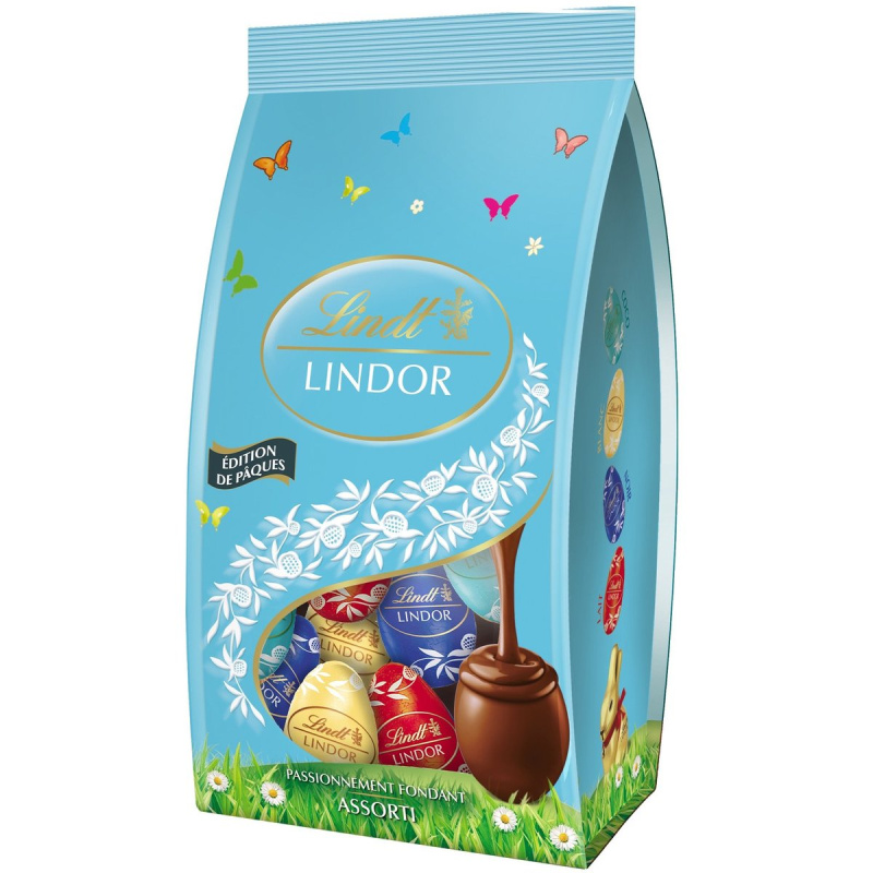 Lindt LINDOR Velikonoční mini vajíčka – modrý mix příchutí čokolád