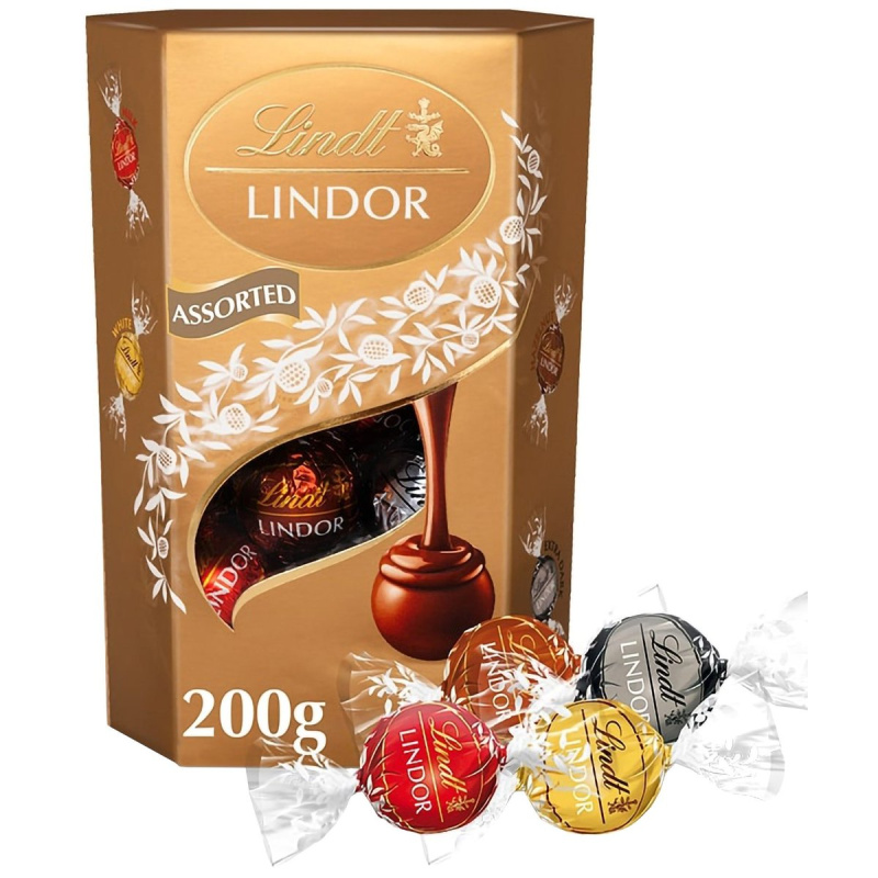 Lindt Bonboniéra LINDOR čokoládové pralinky směs zlatý mix