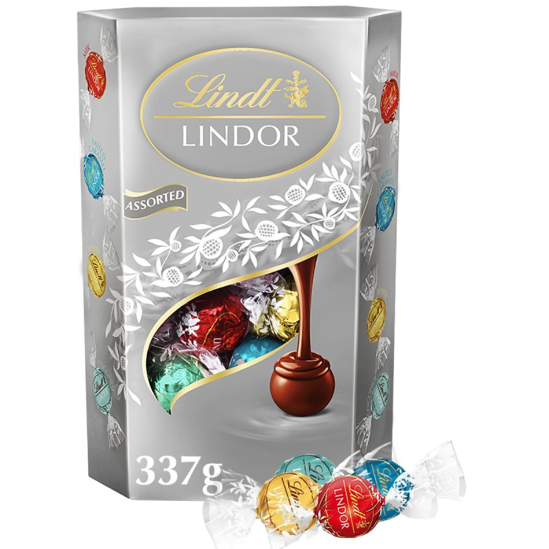 Lindt Bonboniéra LINDOR Limitovaná edice maxibalení čokoládových pralinek stříbrný mix