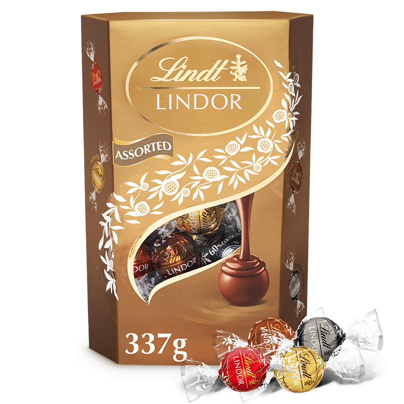 Lindt Bonboniéra LINDOR Maxibalení čokoládových pralinek zlatý mix