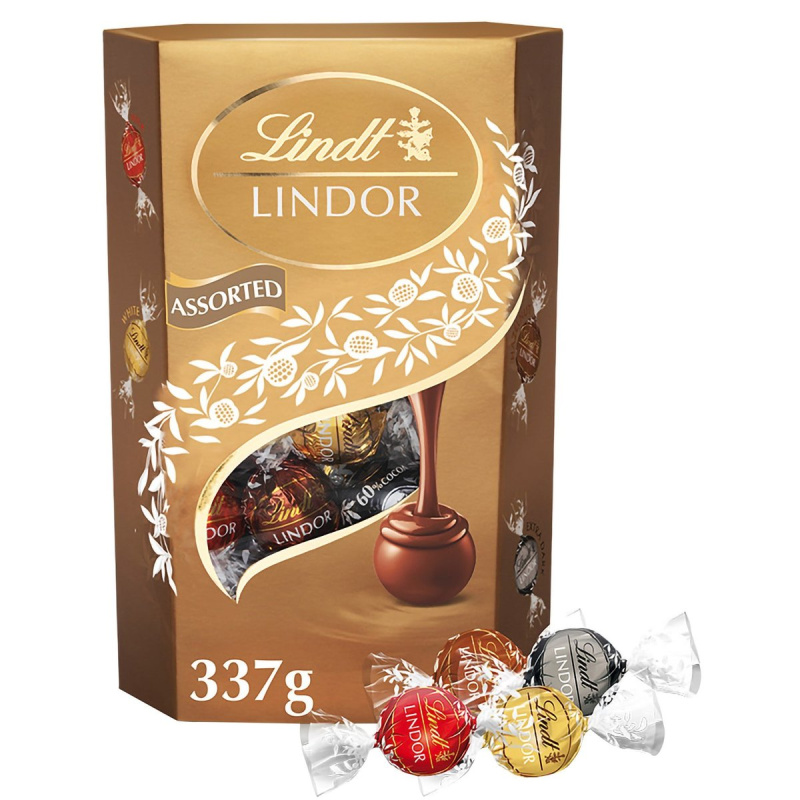 Lindt Bonboniéra LINDOR Maxibalení čokoládových pralinek zlatý mix