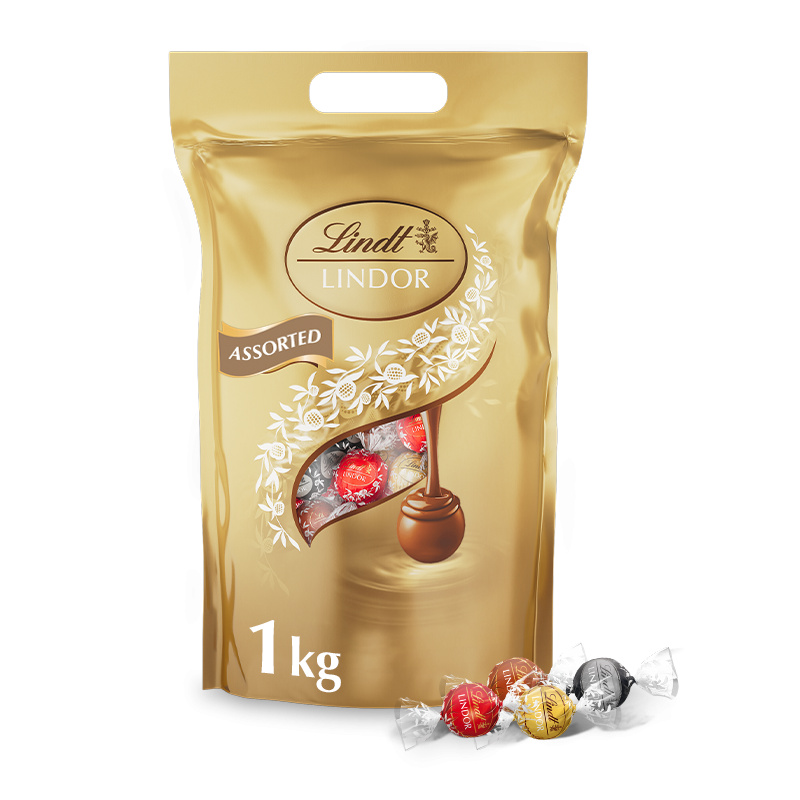 Lindt Bonboniéra LINDOR Megabalení čokoládových pralinek zlatý mix