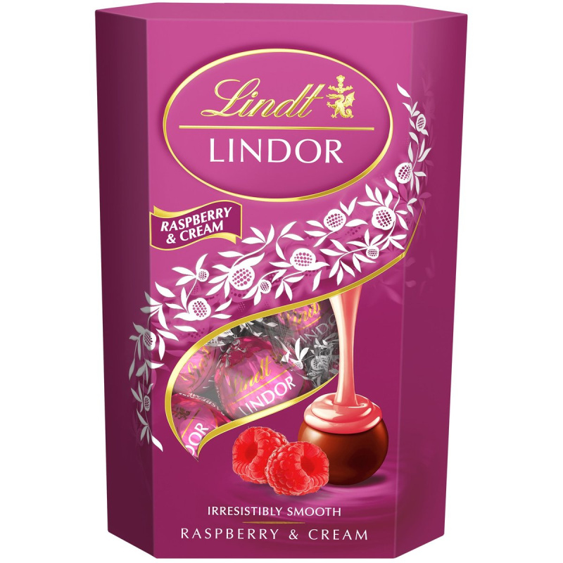 Lindt Bonboniéra LINDOR čokoládové pralinky s malinovou a smetanovou náplní