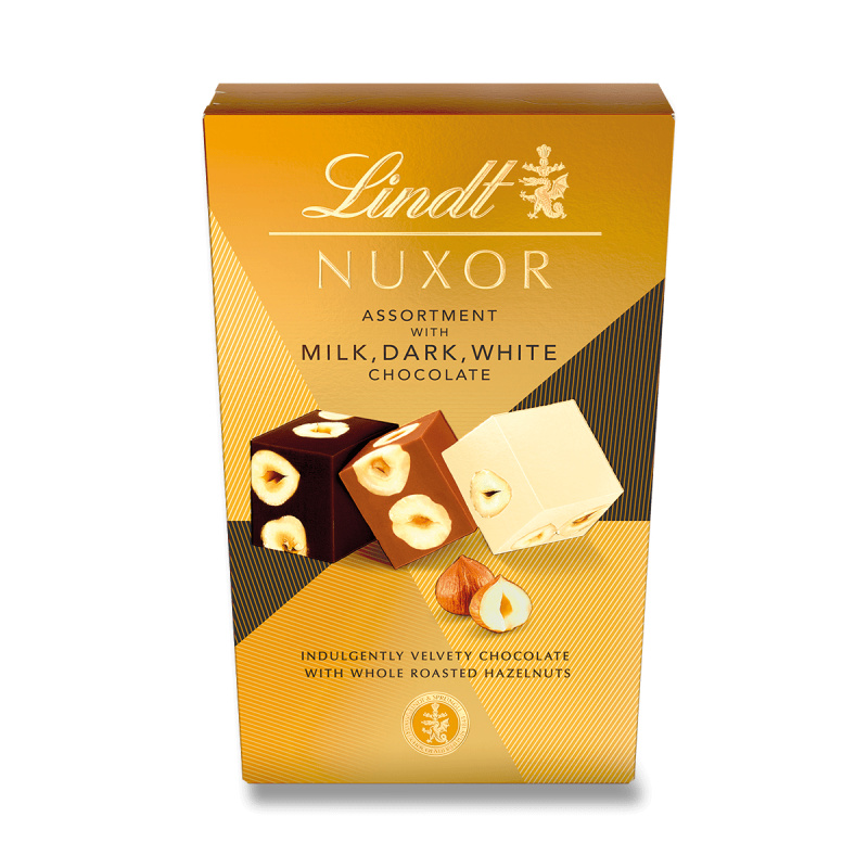 Lindt Bonboniéra Nuxor – mix mléčné, hořké a bílé čokolády