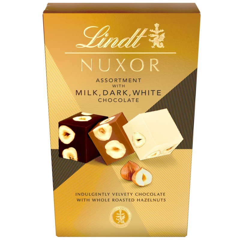 Lindt Bonboniéra Nuxor – mix mléčné, hořké a bílé čokolády