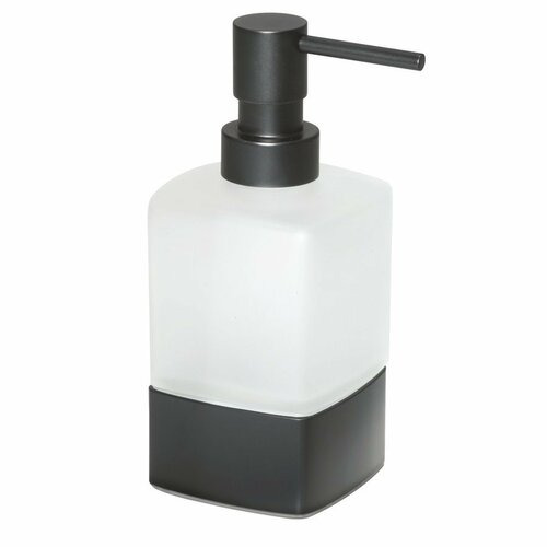 Gedy - LOUNGE dávkovač mýdla na postavení, 280 ml, mléčné sklo, černá mat 545514