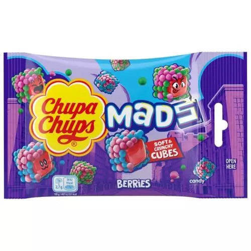 Chupa Chups Želé Mads obalené v křupavých kuličkách s příchutí bobulového ovoce