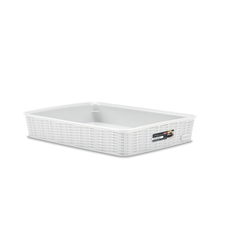 košík elegance bílý plast 35,5 × 26 × 6 cm