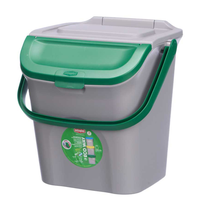 StefanPlast Odpadkový koš na tříděný odpad, 28 l, zelený zelený