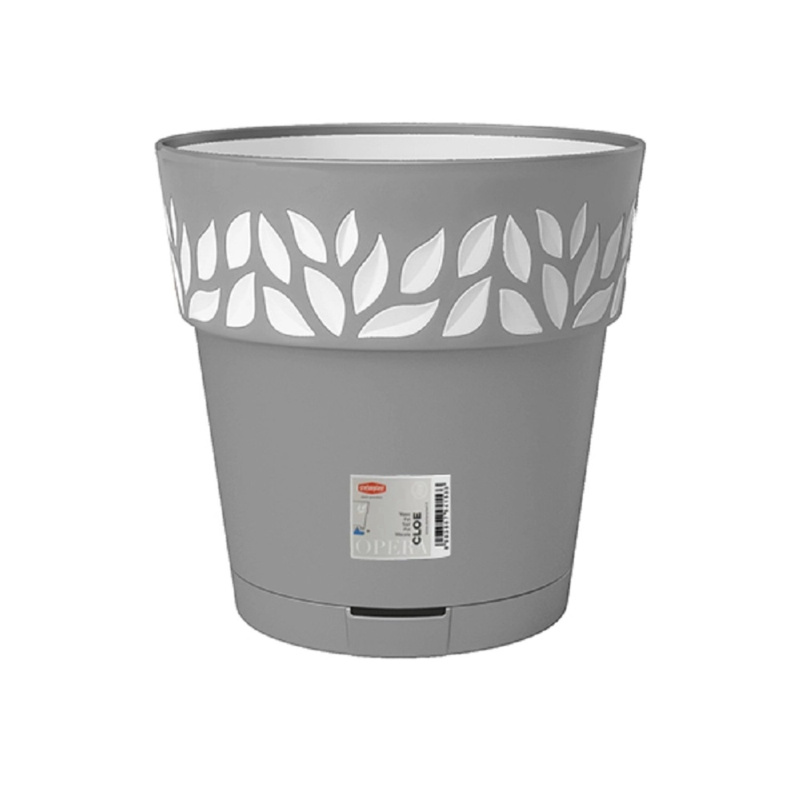 Stefanplast Samozavlažovací květináč OPERA CLOE, šedá, pr. 25 x 25 cm