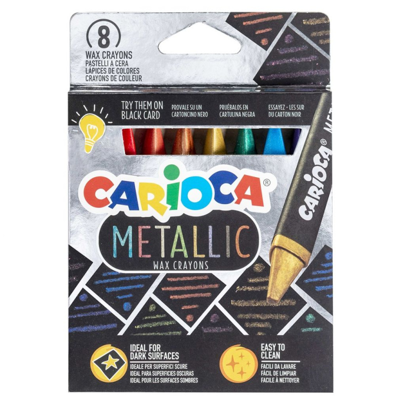 Voskovky trojhranné Metallic, 8 ks