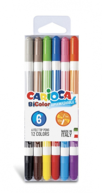 Carioca Bi-color dvoubarevné popisovače 6ks Carioca