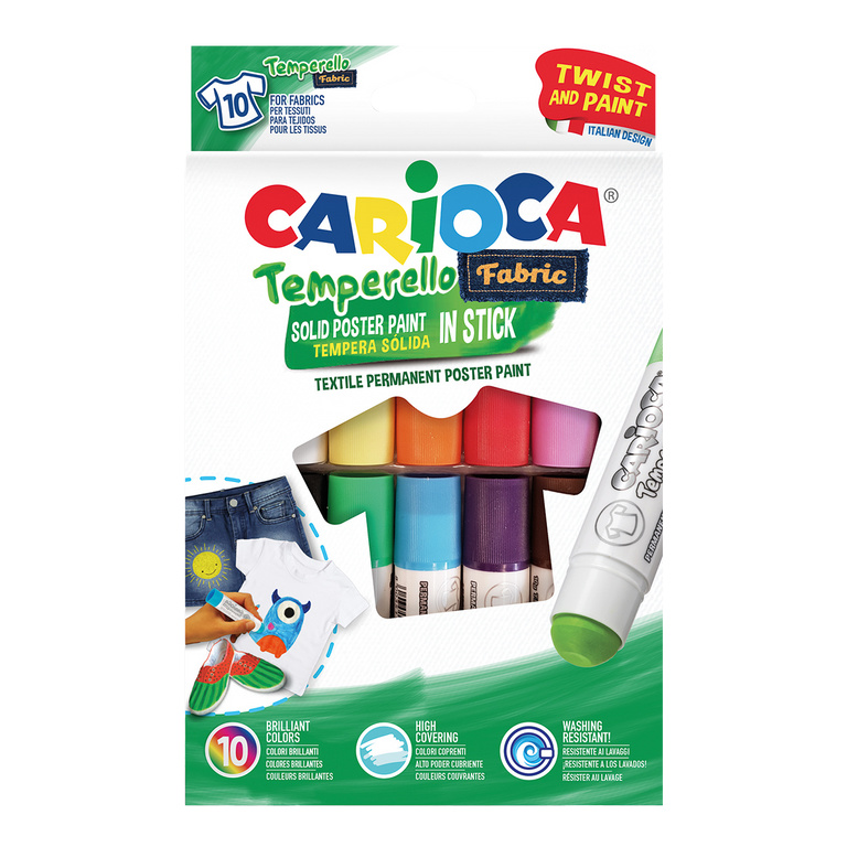 CARIOCA tuhé temperové barvy na textil 10 ks Idea Creative, s.r.o.