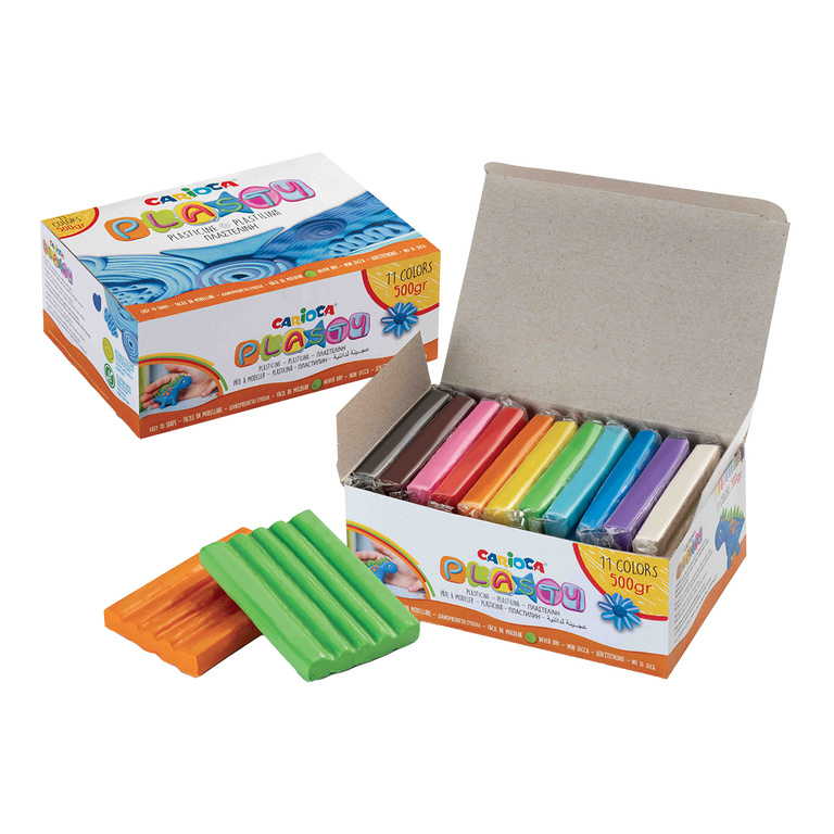 Plastelína Carioca 11 ks, box 500 g - mix barev