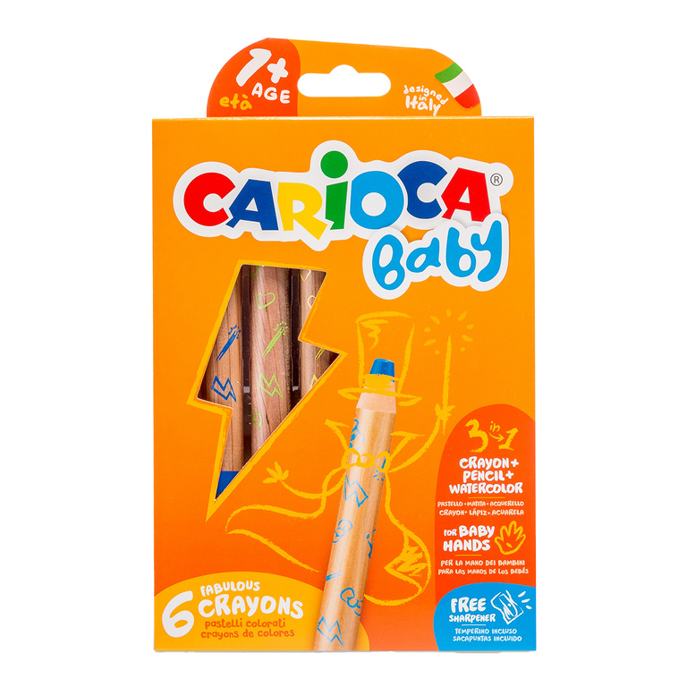 Multifunkční voskovky 3 v 1 Carioca Baby 1+, 6 ks