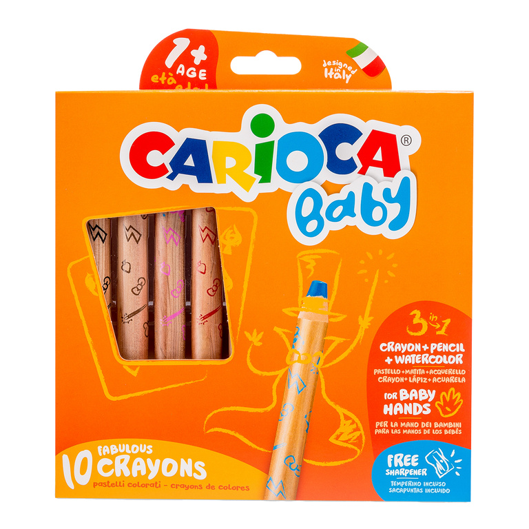 Multifunkční voskovky 3 v 1 Carioca Baby 1+, 10 ks