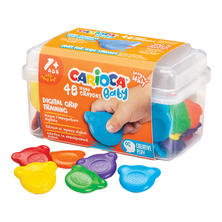 Voskovky Carioca Baby Teddy 1+, plastový kufřík - 48 ks