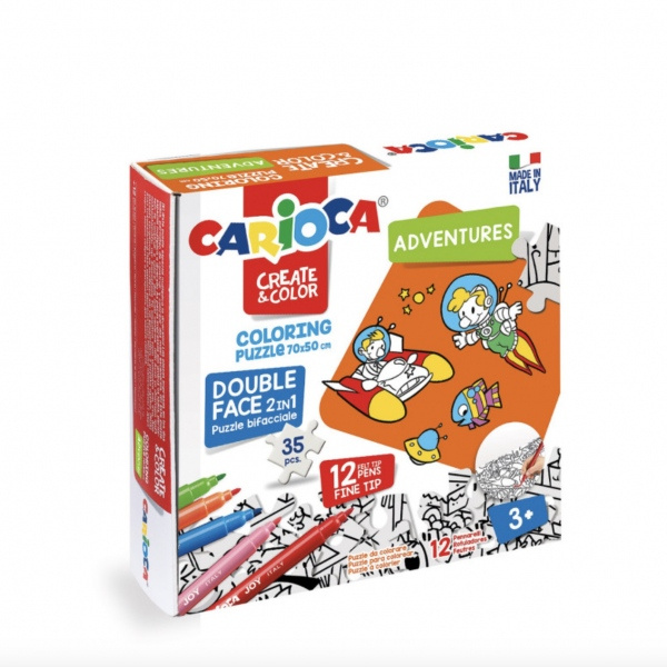 Carioca - Omalovánkové Puzzle s motivem vesmíru + 12 barevných fix Carioca