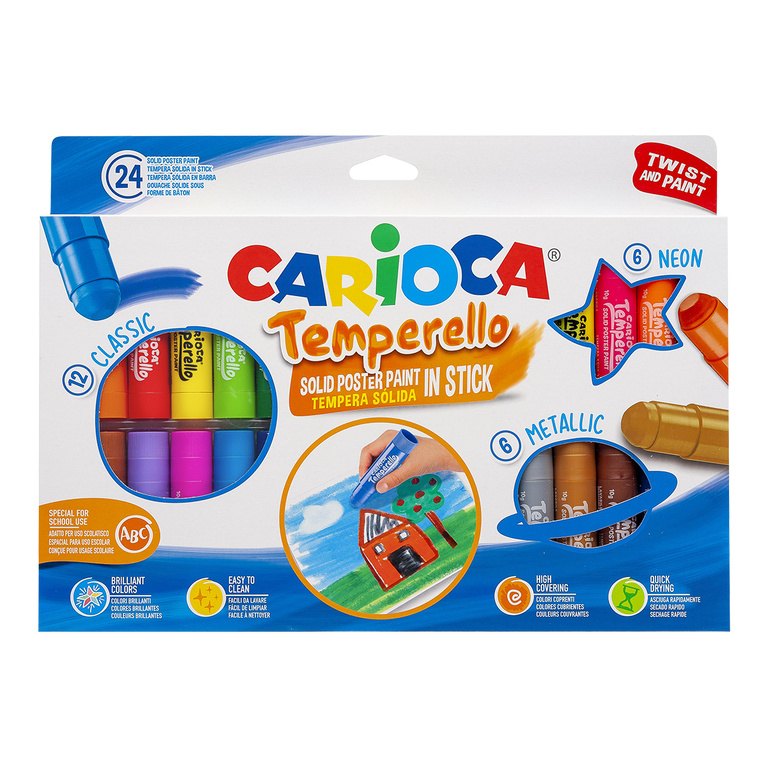 Temperové barvy v tyčince Carioca - 24 ks