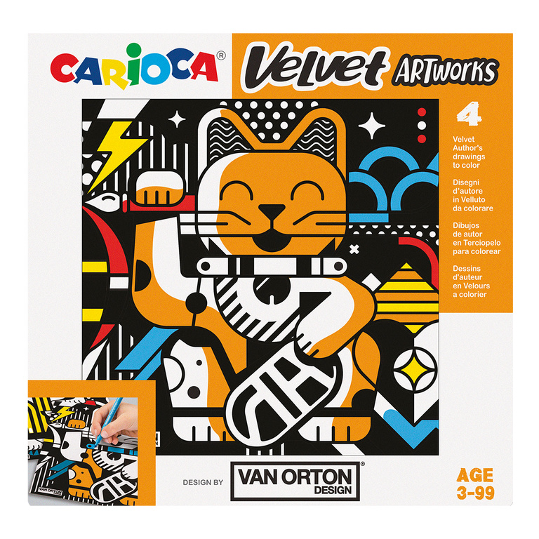 Sametové omalovánky Carioca VAN ORTON Art, 4 ks