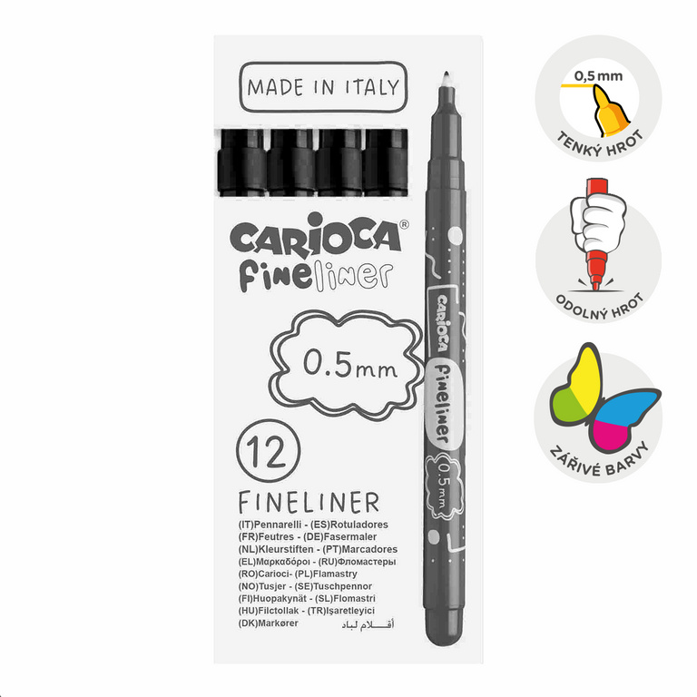 Fineliner Carioca 0,5 mm - 1 ks, černý