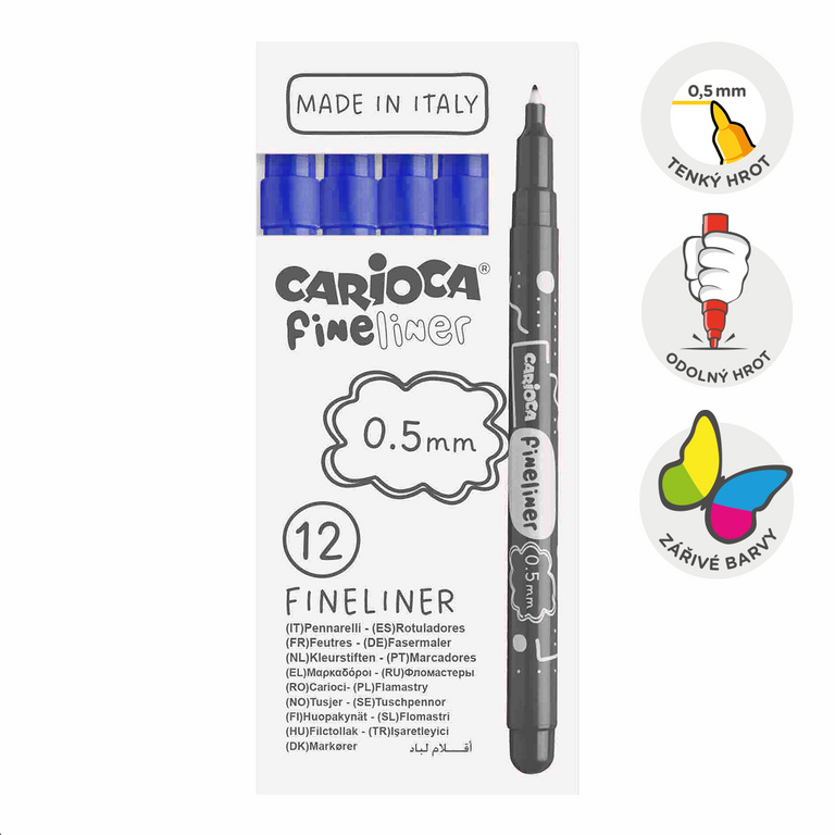 Fineliner Carioca 0,5 mm - 1 ks, tmavě modrý