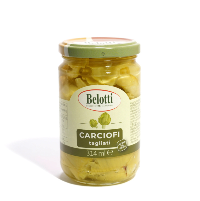 Belotti nakrájené artyčoky ve slunečnicovém oleji (carciofi tagliati) 314ml