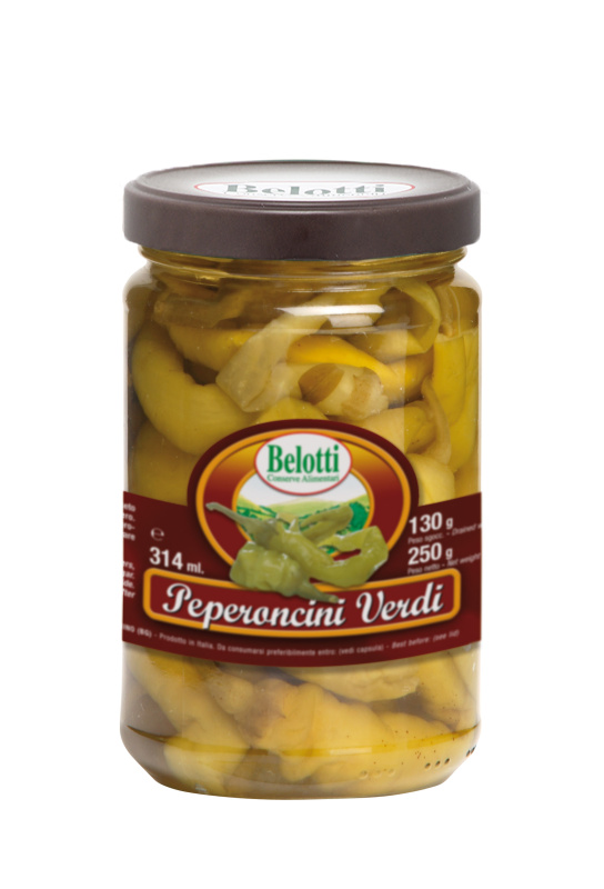 Belotti Zelené chilli papričky (Peperoncini Verdi) 314ml