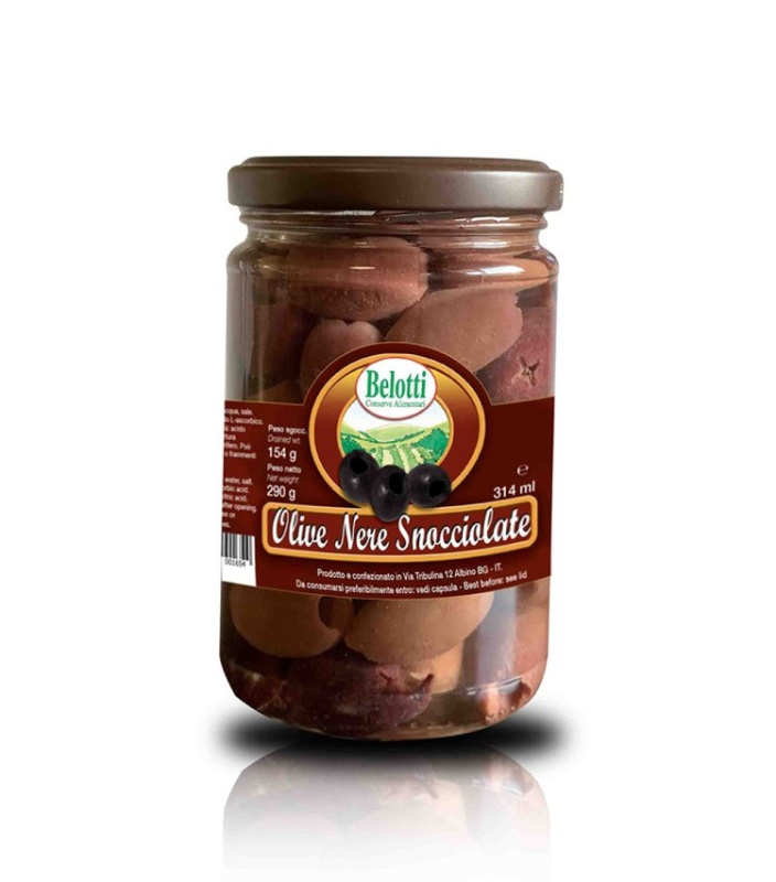 Belotti Černé olivy bez pecky (Olive Nere Snocciolate) 314ml