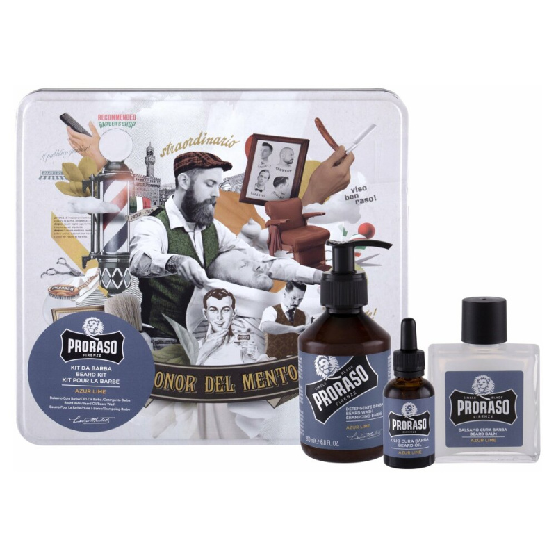 Proraso Set Beard Routine sada na vousy Azur Lime